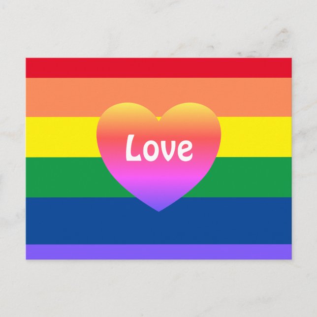 Gay Pride Rainbow Colorful Heart LGBTQ Postcard (Front)