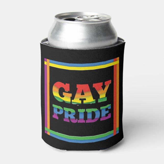 Gay Pride Rainbow Colors Can Cooler (Can Front)