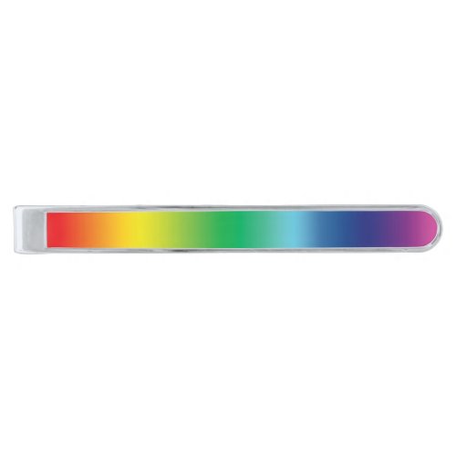 Gay Pride rainbow colors Lgbtq Lgbt pattern Silver Finish Tie Bar