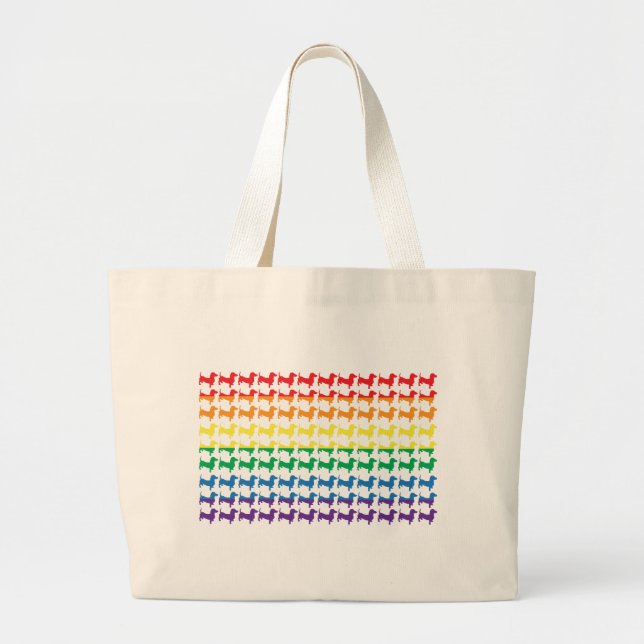 Gay Pride Rainbow Dachshunds Large Tote Bag (Front)