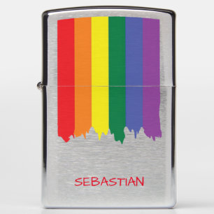 Gay Pride Rainbow Dripping Paint Personalized Zippo Lighter