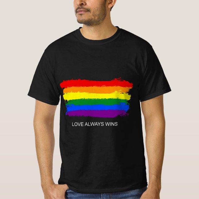 Gay Pride Rainbow Equality Love Wins Retro Stripe  T-Shirt (Front)