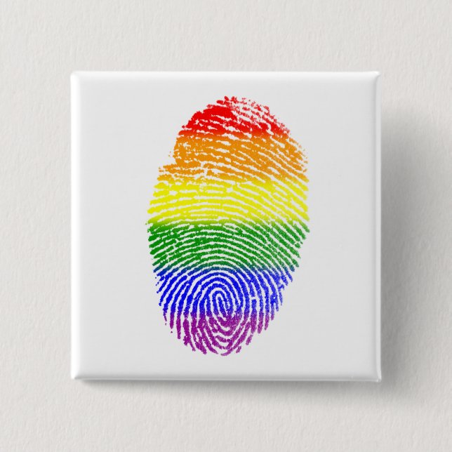 Gay Pride Rainbow Fingerprint Button (Front)