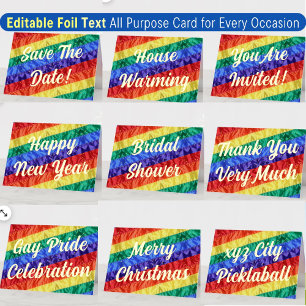 Gay Pride Rainbow Flag Add Custom Text All Purpose Foil Holiday Card