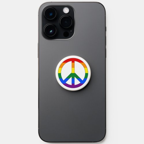 Gay Pride Rainbow Flag and Peace Symbol PopSocket