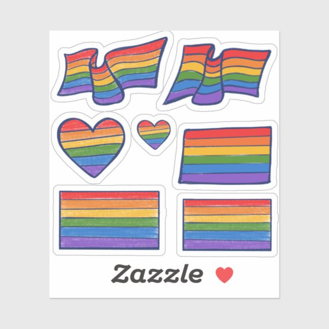Gay Pride Rainbow Flag Art Sticker (Sheet)