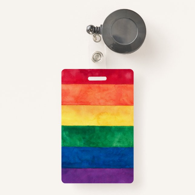 Gay Pride Rainbow Flag Badge (Front with Retractable)