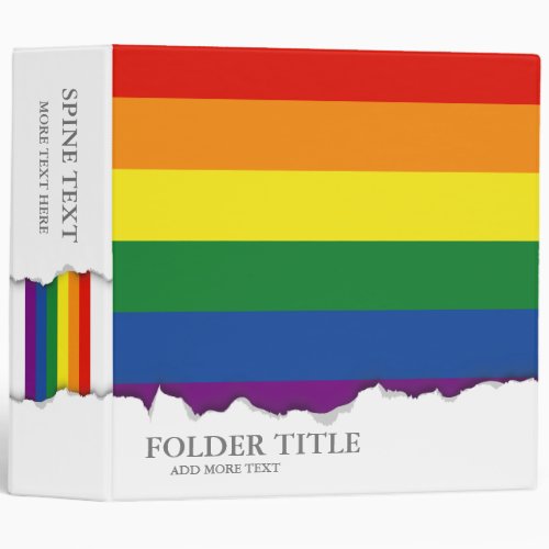 Gay pride Rainbow Flag Binder