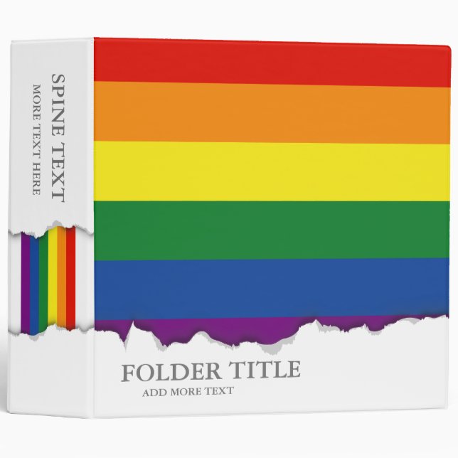 Gay pride Rainbow Flag Binder (Front/Spine)