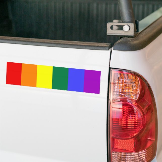 Gay Pride Rainbow Flag Bumper Sticker (On Truck)
