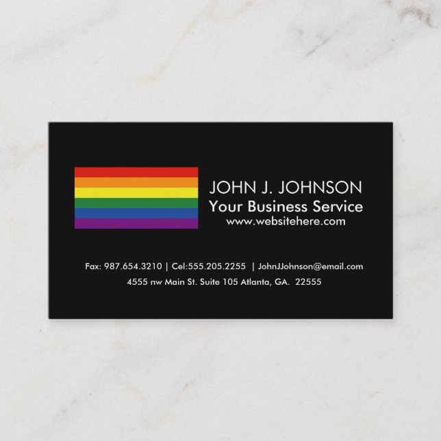 Gay pride Rainbow Flag Business Card (Front)