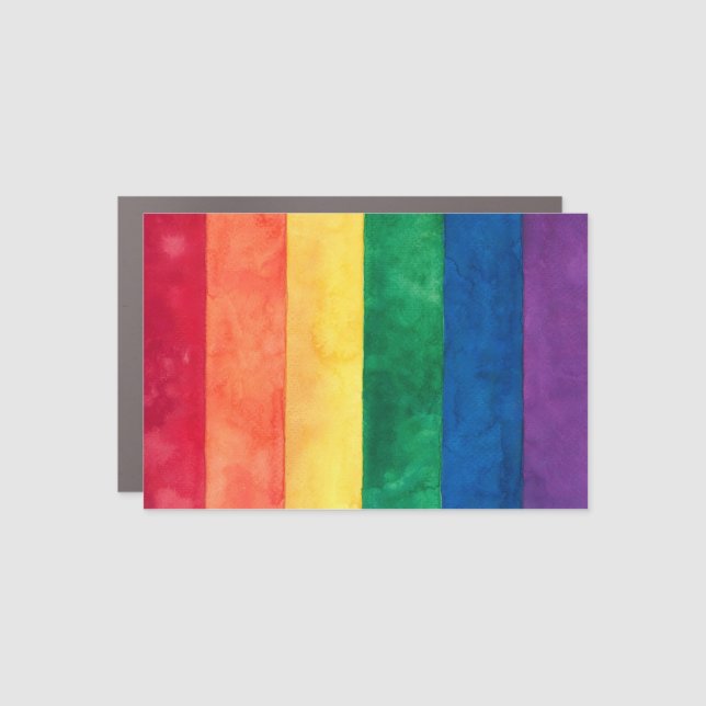 Gay Pride Rainbow Flag Car Magnet (Front)