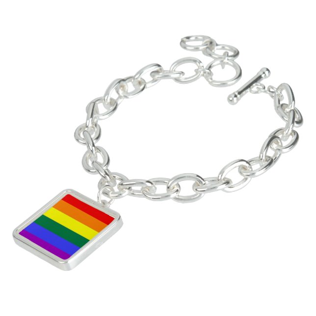 Gay Pride Rainbow Flag Charm Bracelet (Side)