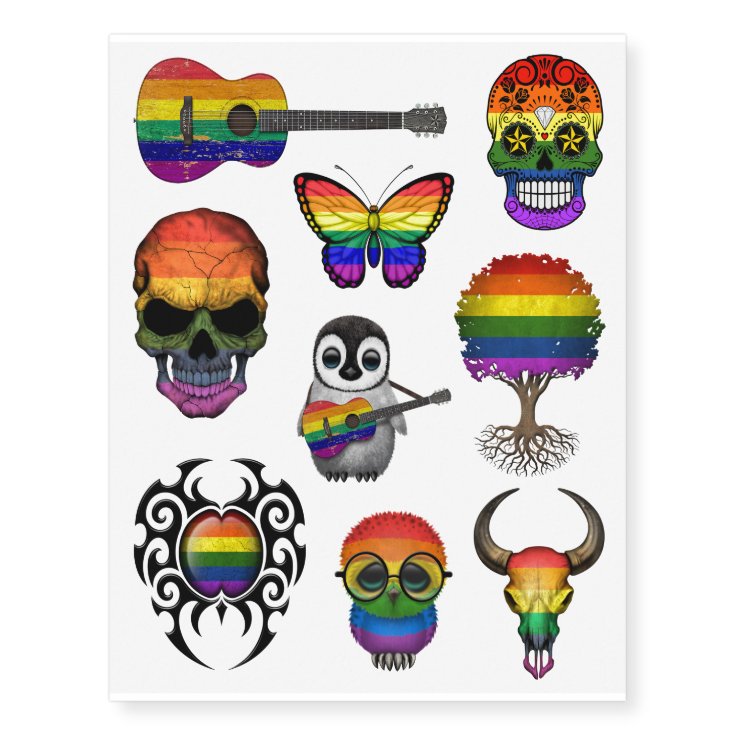 gay pride rings tattoo flash