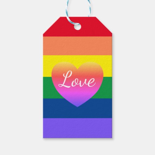 Gay Pride Rainbow Flag Colorful Heart LGBTQ Gift Tags