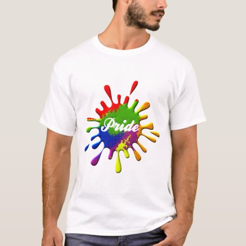 Gay Pride Rainbow Flag Colors Splash T_Shirt