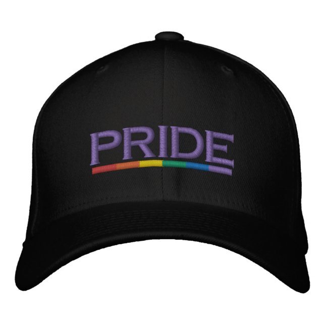 Gay Pride Rainbow Flag Cool and Modern Embroidered Baseball Cap (Front)