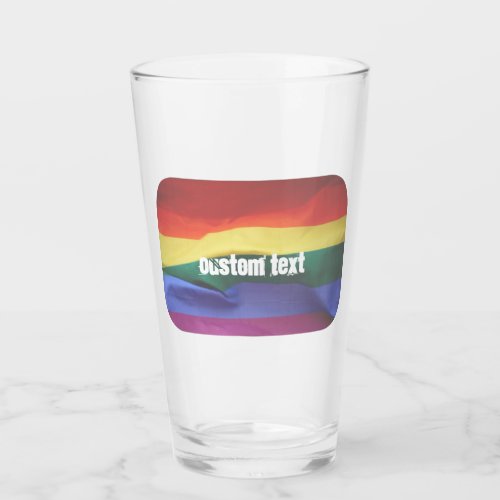 Gay Pride Rainbow Flag Custom Text Glass