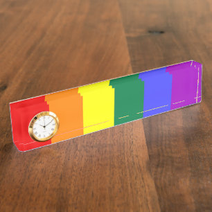 Gay Pride Rainbow Flag Desk Name Plate