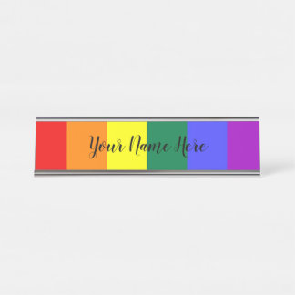 Gay Pride Rainbow Flag Desk Name Plate