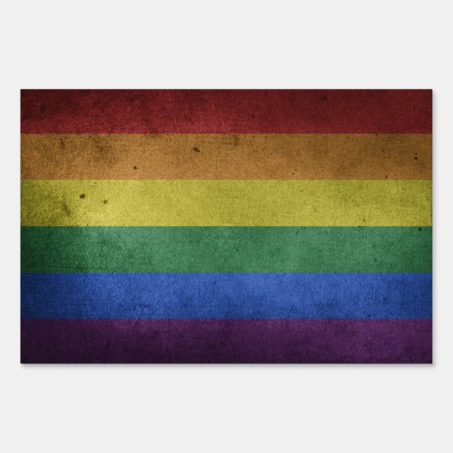Gay Pride Rainbow Flag Distressed Sign (Back)