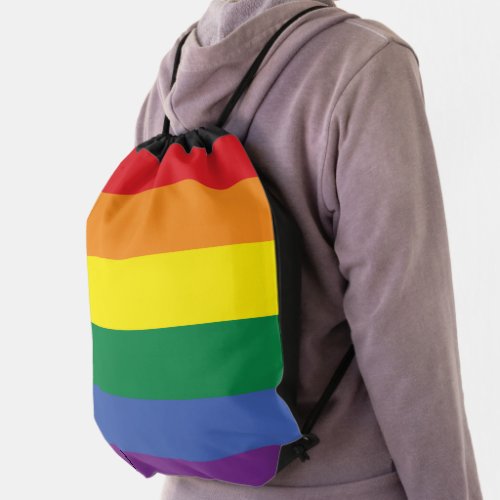 Gay Pride Rainbow Flag Drawstring Bag