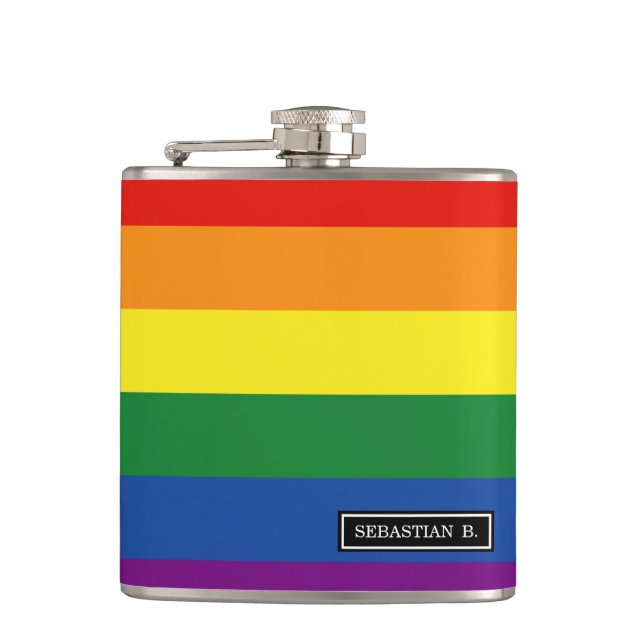 Gay pride Rainbow Flag Flask (Front)