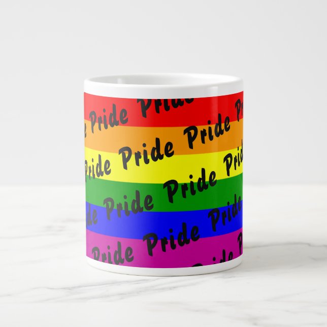 Gay Pride Rainbow Flag Giant Coffee Mug (Front)