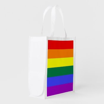 Gay Pride Rainbow Flag Grocery Bag by Neurotic_Designs at Zazzle