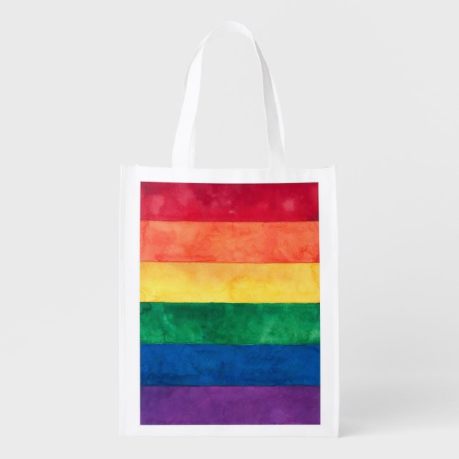 Gay Pride Rainbow Flag Grocery Bag (Front)