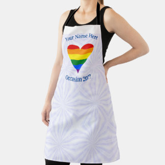 Gay Pride Rainbow Flag Heart Funky Personalized Apron