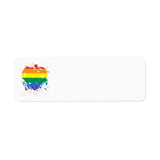 Gay Pride Rainbow Flag Heart Label (Front)