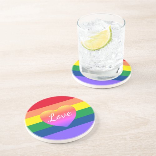 Gay Pride Rainbow Flag Heart LGBTQ  Coaster