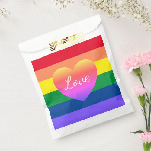 Gay Pride Rainbow Flag Heart LGBTQ  Favor Bag