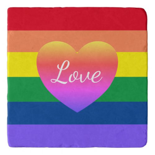 Gay Pride Rainbow Flag Heart LGBTQ  Trivet
