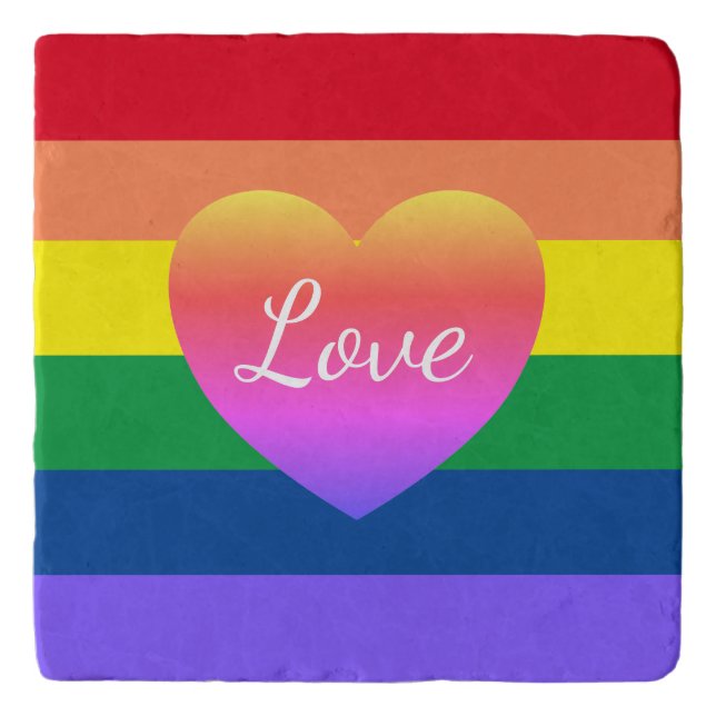 Gay Pride Rainbow Flag Heart LGBTQ  Trivet (Front)