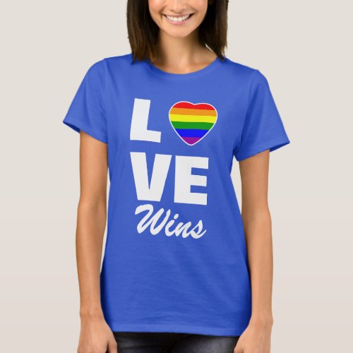 Gay Pride Rainbow Flag Heart Love Wins T_Shirt