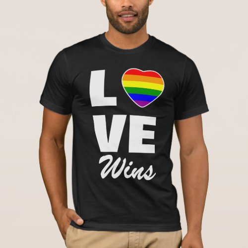 Gay Pride Rainbow Flag Heart Love Wins T_Shirt