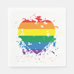 Gay Pride Rainbow Flag Heart Napkins