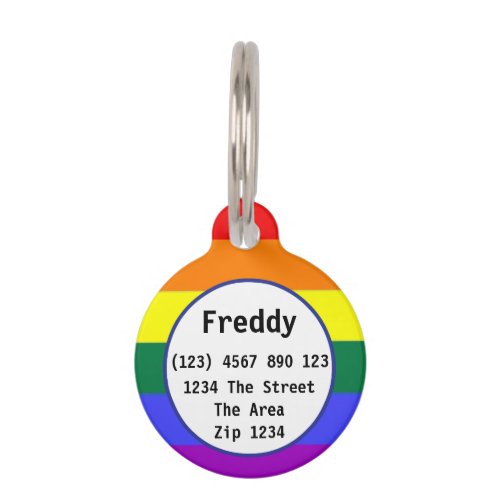 Gay Pride Rainbow Flag ID Name Pet Name Tag