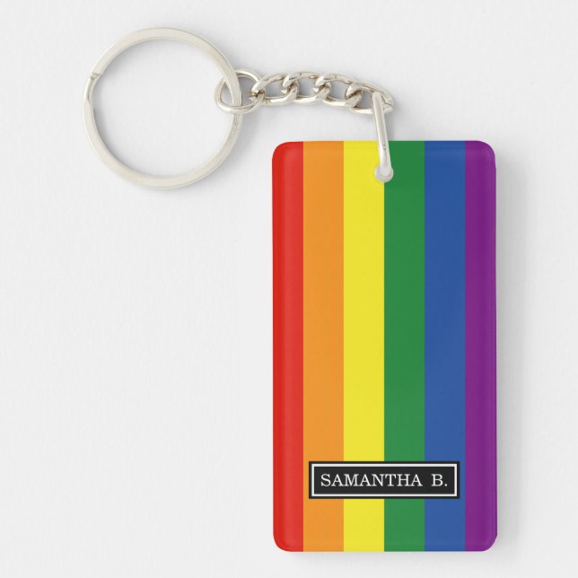 Gay pride Rainbow Flag Keychain (Front)