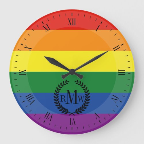 Gay pride Rainbow Flag Large Clock