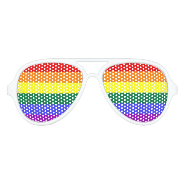 Gay Pride Rainbow Flag LGBT Aviator Sunglasses (Front)