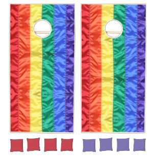 Gay pride rainbow flag LGBT LGBTQ rainbow stripes Cornhole Set