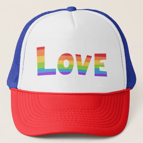 Gay Pride rainbow flag LGBT love is love LGBTQ Trucker Hat