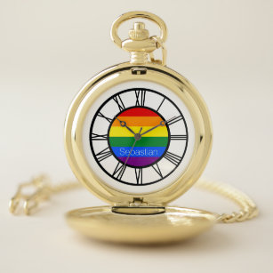 Gay Pride Rainbow Flag LGBT Personalized Pocket Watch