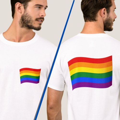 Gay Pride Rainbow Flag LGBTQ LGBT FrontBack Print T_Shirt