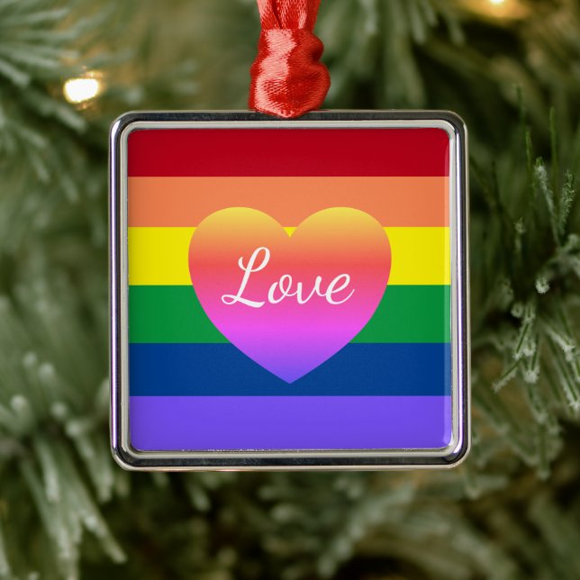 Gay Pride Rainbow Flag LGBTQ  Metal Ornament (Tree)