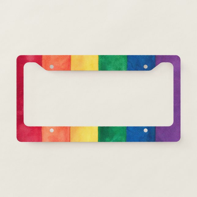 Gay Pride Rainbow Flag License Plate Frame (Front)