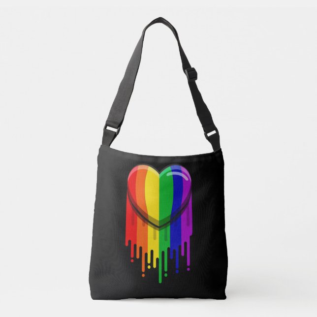 Gay pride Rainbow Flag Mustache LGBT Crossbody Bag (Front)